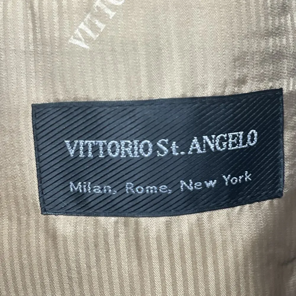 Vittorio St Angelo Mens 3 Pc Suit Sand 3-But Blazer/Vest 48R Pants 42R Classic